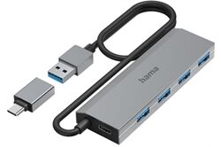 Hama USB-Hub 4 Ports, USB 3.2 Gen1 (grau) USB-Hub