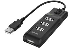 Hama USB-A-Hub 4 Ports mit Schalter USB 2.0, 480 Mbit/s USB-Hub