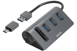 Hama USB-Hub/Kartenleser 5 Ports 3x USB-A inkl. USB-C-A Hub + Cardreader